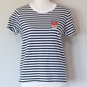 Uniqlo SPRNZY Andy Warhol Campbell's Soup Black & White Striped Shirt Size Med